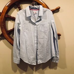 Blue and white striped blouse